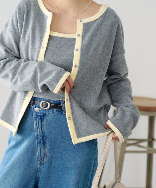 DISCOAT（ディスコート）の「【SS先行予約】パイルリングドットパイピングアンサンブル（アンサンブル・レディース・グレー/アイボリー/ブラック・FREE）」の14枚目の写真