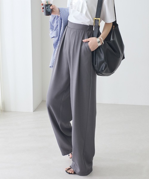 ReDial(リダイアル)の「2タックとろみパンツ(スラックス・レディース・ベージュ/ライトグレー/チャコールグレー/ブラック・M/L/LL/3L)」の1枚目の写真