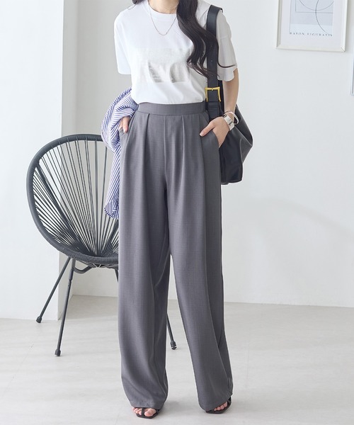 ReDial(リダイアル)の「2タックとろみパンツ(スラックス・レディース・ベージュ/ライトグレー/チャコールグレー/ブラック・M/L/LL/3L)」の5枚目の写真