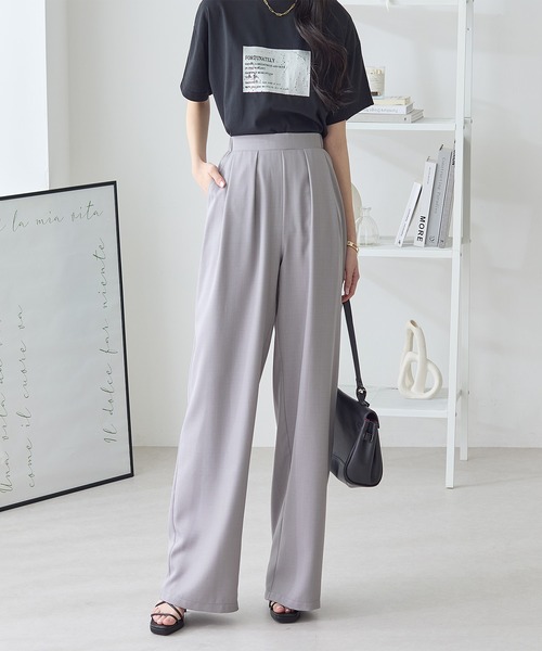 ReDial(リダイアル)の「2タックとろみパンツ(スラックス・レディース・ベージュ/ライトグレー/チャコールグレー/ブラック・M/L/LL/3L)」の15枚目の写真