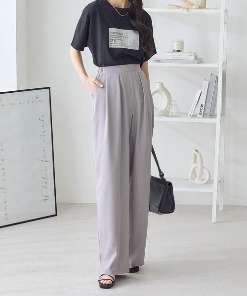 ReDial(リダイアル)の「2タックとろみパンツ(スラックス・レディース・ベージュ/ライトグレー/チャコールグレー/ブラック・M/L/LL/3L)」の16枚目の写真