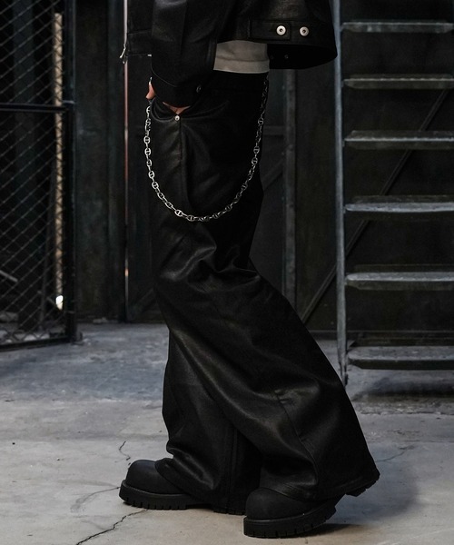 LANDNESS（ランドネス）の「【LANDNESS/ランドネス】COATED DENIM WIDE PANTS/コーティッドデニム ワイドパンツ（デニムパンツ・メンズ・ブラック・S/M/L）」の7枚目の写真