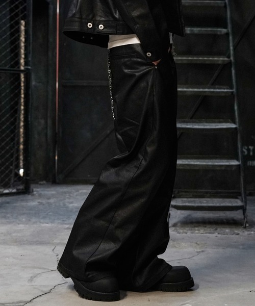 LANDNESS（ランドネス）の「【LANDNESS/ランドネス】COATED DENIM WIDE PANTS/コーティッドデニム ワイドパンツ（デニムパンツ・メンズ・ブラック・S/M/L）」の8枚目の写真