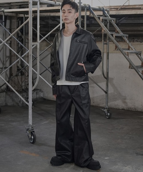 LANDNESS（ランドネス）の「【LANDNESS/ランドネス】COATED DENIM WIDE PANTS/コーティッドデニム ワイドパンツ（デニムパンツ・メンズ・ブラック・S/M/L）」の21枚目の写真