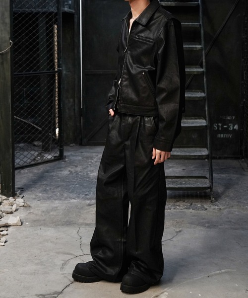 LANDNESS（ランドネス）の「【LANDNESS/ランドネス】COATED DENIM WIDE PANTS/コーティッドデニム ワイドパンツ（デニムパンツ・メンズ・ブラック・S/M/L）」の13枚目の写真