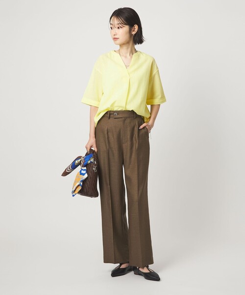 green label relaxing(グリーンレーベルリラクシング)の「サッカー スキッパー プルオーバー カットソー(Tシャツ/カットソー・レディース・ブラック/ホワイト/イエロー/オリーブ/ワイン・FREE)」の21枚目の写真