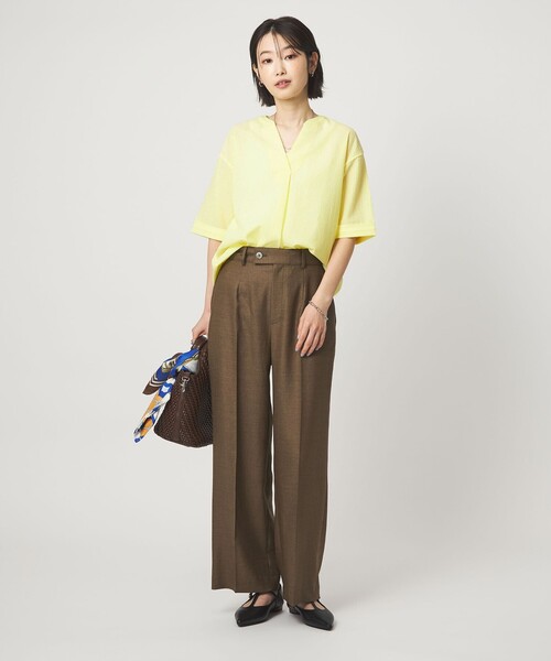 green label relaxing(グリーンレーベルリラクシング)の「サッカー スキッパー プルオーバー カットソー(Tシャツ/カットソー・レディース・ブラック/ホワイト/イエロー/オリーブ/ワイン・FREE)」の22枚目の写真