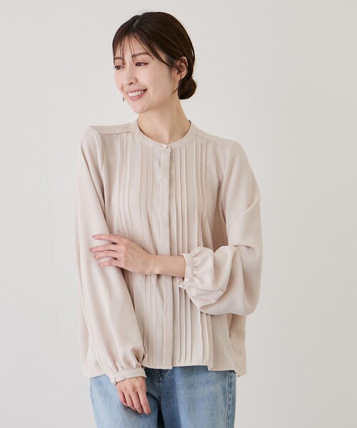 Jayro(ジャイロ)の「フロントピンタックブラウス(シャツ/ブラウス・レディース・ベージュ/ホワイト系その他2/ブラック・M)」の3枚目の写真