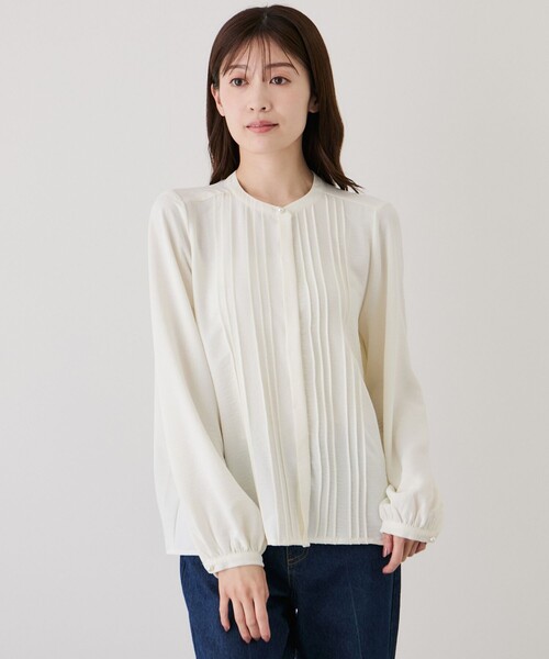 Jayro(ジャイロ)の「フロントピンタックブラウス(シャツ/ブラウス・レディース・ベージュ/ホワイト系その他2/ブラック・M)」の2枚目の写真