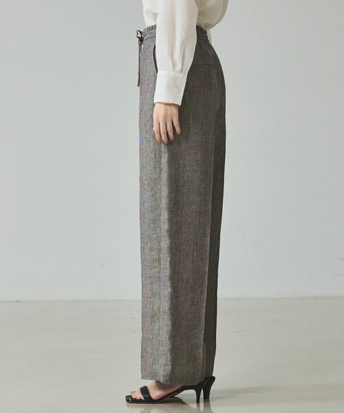 qualite（カリテ）の「【大人のリラックスパンツ】ラメリネンドロストパンツ/夏服/春服/オフィスカジュアル/リネン/セットアップ対応（その他パンツ・レディース・グレイッシュベージュ・36/38）」の9枚目の写真