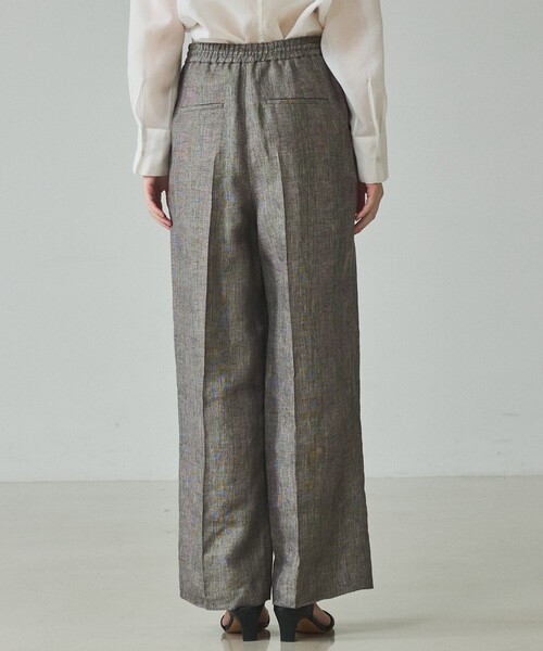 qualite（カリテ）の「【大人のリラックスパンツ】ラメリネンドロストパンツ/夏服/春服/オフィスカジュアル/リネン/セットアップ対応（その他パンツ・レディース・グレイッシュベージュ・36/38）」の10枚目の写真