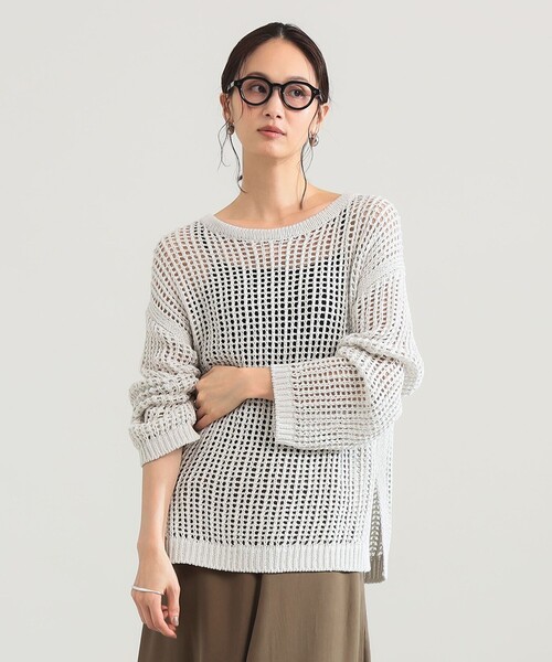 Demi-Luxe BEAMS(デミルクス ビームス)の「3ゲージ コットン メッシュ プルオーバー(ニット/セーター・レディース・ホワイト系その他6/ライトブラウン・ONE SIZE)」の2枚目の写真