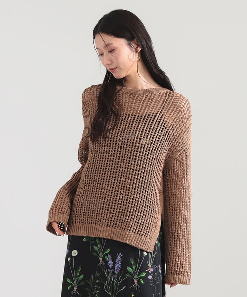 Demi-Luxe BEAMS(デミルクス ビームス)の「3ゲージ コットン メッシュ プルオーバー(ニット/セーター・レディース・ホワイト系その他6/ライトブラウン・ONE SIZE)」の1枚目の写真