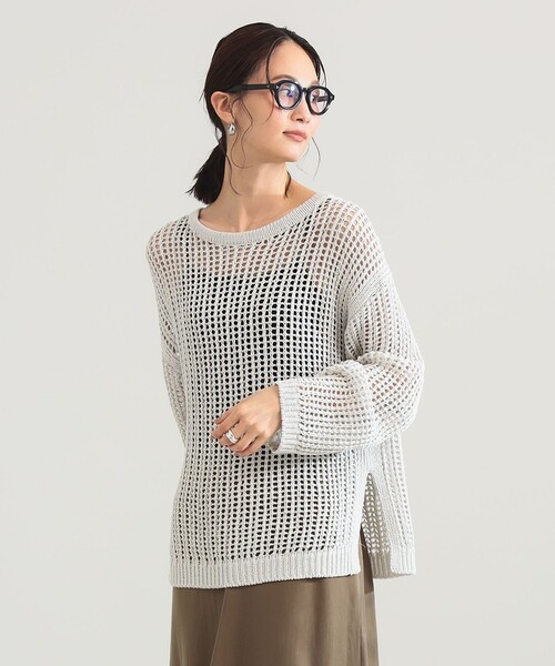 Demi-Luxe BEAMS(デミルクス ビームス)の「【8/6値下げ】3ゲージ コットン メッシュ プルオーバー(ニット/セーター・レディース・ホワイト系その他6/ライトブラウン・ONE SIZE)」の9枚目の写真