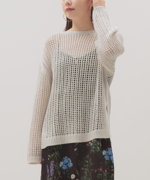 Demi-Luxe BEAMS(デミルクス ビームス)の「【8/6値下げ】3ゲージ コットン メッシュ プルオーバー(ニット/セーター・レディース・ホワイト系その他6/ライトブラウン・ONE SIZE)」の1枚目の写真