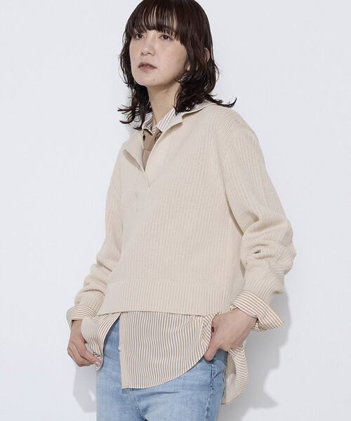 COMME CA（コムサ）の「リリヤーン スキッパープルオーバー（ニット/セーター・レディース・ブルー/キナリ・9号）」の2枚目の写真