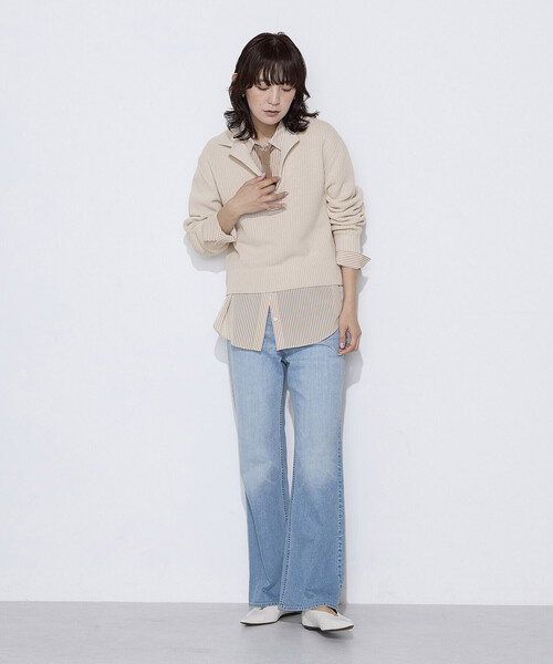 COMME CA（コムサ）の「リリヤーン スキッパープルオーバー（ニット/セーター・レディース・ブルー/キナリ・9号）」の3枚目の写真