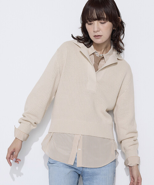 COMME CA（コムサ）の「リリヤーン スキッパープルオーバー（ニット/セーター・レディース・ブルー/キナリ・9号）」の4枚目の写真