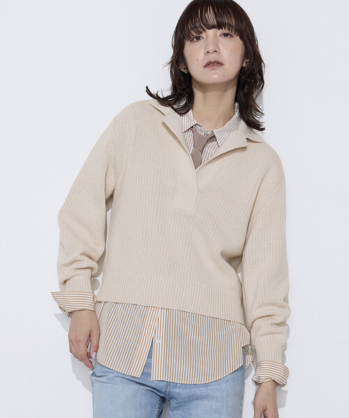 COMME CA（コムサ）の「リリヤーン スキッパープルオーバー（ニット/セーター・レディース・ブルー/キナリ・9号）」の5枚目の写真