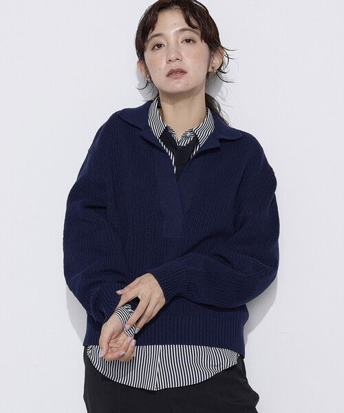 COMME CA（コムサ）の「リリヤーン スキッパープルオーバー（ニット/セーター・レディース・ブルー/キナリ・9号）」の20枚目の写真