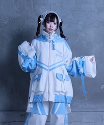 Amilige（アミリージュ）の「コウモリクロスバイカラージャージトップス（パーカー）」