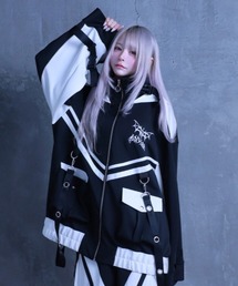 Amilige（アミリージュ）の「コウモリクロスバイカラージャージトップス（パーカー）」