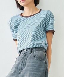 abahouse mavie | 【リンガーT】ボーダーコンパクトTシャツ/夏服/半袖/スタイルアップ(Tシャツ/カットソー)