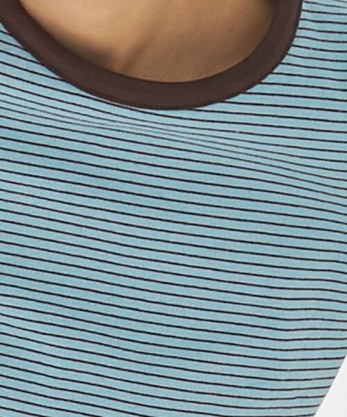 abahouse mavie（アバハウスマヴィ）の「【リンガーT】ボーダーコンパクトTシャツ/夏服/半袖/スタイルアップ（Tシャツ/カットソー・レディース・ブラック/サックスブルー/グレー・フリー）」の7枚目の写真