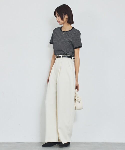 abahouse mavie（アバハウスマヴィ）の「【リンガーT】ボーダーコンパクトTシャツ/夏服/半袖/スタイルアップ（Tシャツ/カットソー・レディース・ブラック/サックスブルー/グレー・フリー）」の17枚目の写真