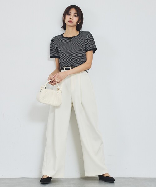 abahouse mavie（アバハウスマヴィ）の「【リンガーT】ボーダーコンパクトTシャツ/夏服/半袖/スタイルアップ（Tシャツ/カットソー・レディース・ブラック/サックスブルー/グレー・フリー）」の18枚目の写真