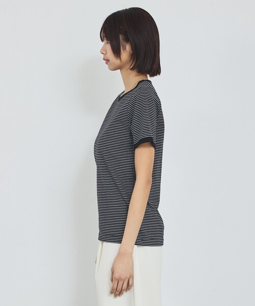 abahouse mavie（アバハウスマヴィ）の「【リンガーT】ボーダーコンパクトTシャツ/夏服/半袖/スタイルアップ（Tシャツ/カットソー・レディース・ブラック/サックスブルー/グレー・フリー）」の21枚目の写真