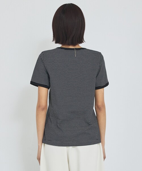abahouse mavie（アバハウスマヴィ）の「【リンガーT】ボーダーコンパクトTシャツ/夏服/半袖/スタイルアップ（Tシャツ/カットソー・レディース・ブラック/サックスブルー/グレー・フリー）」の22枚目の写真