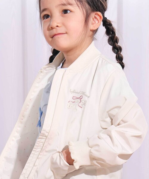 SLAP SLIP（スラップスリップ）の「リボン刺しゅう裾フレアタフタブルゾン(90~130cm)（ブルゾン・キッズ・パープル/オフホワイト・130cm/110cm/90cm/100cm/120cm）」の13枚目の写真