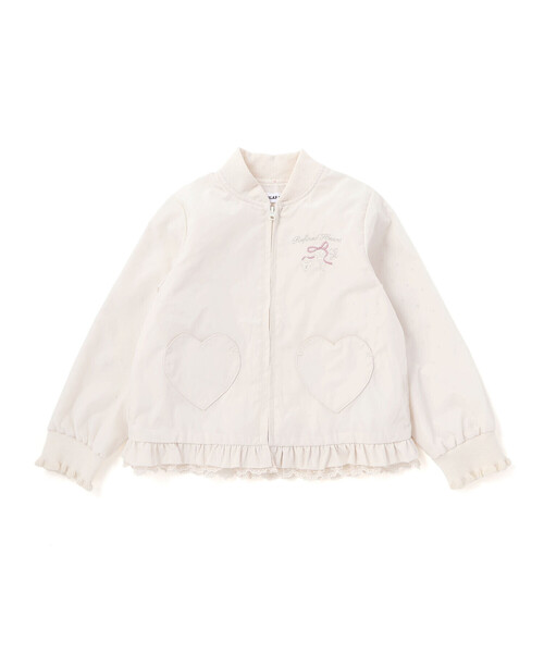 SLAP SLIP（スラップスリップ）の「リボン刺しゅう裾フレアタフタブルゾン(90~130cm)（ブルゾン・キッズ・パープル/オフホワイト・130cm/110cm/90cm/100cm/120cm）」の17枚目の写真