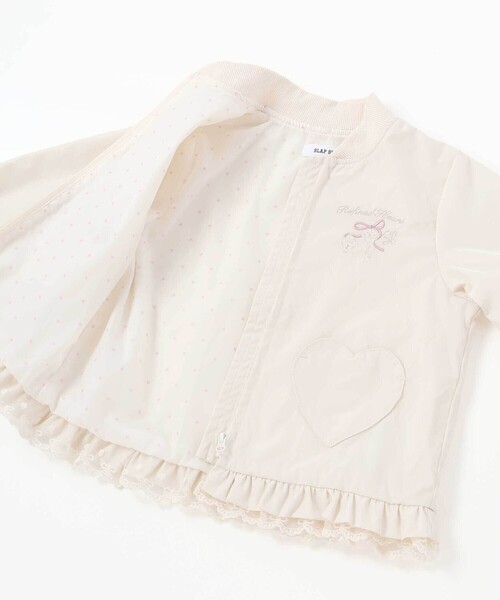 SLAP SLIP（スラップスリップ）の「リボン刺しゅう裾フレアタフタブルゾン(90~130cm)（ブルゾン・キッズ・パープル/オフホワイト・130cm/110cm/90cm/100cm/120cm）」の6枚目の写真