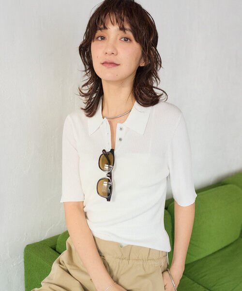 RIVE DROITE（リヴドロワ）の「予約【オンオフ使える】クールフィールポロニット（ニット/セーター・レディース・オフホワイト/グリーン/ブラック・FREE）」の22枚目の写真