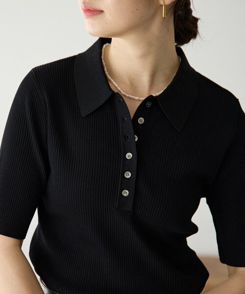 RIVE DROITE（リヴドロワ）の「予約【オンオフ使える】クールフィールポロニット（ニット/セーター・レディース・オフホワイト/グリーン/ブラック・FREE）」の4枚目の写真