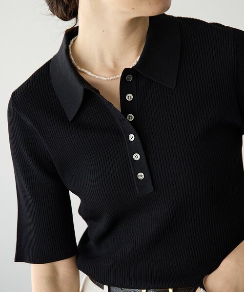 RIVE DROITE（リヴドロワ）の「予約【オンオフ使える】クールフィールポロニット（ニット/セーター・レディース・オフホワイト/グリーン/ブラック・FREE）」の5枚目の写真