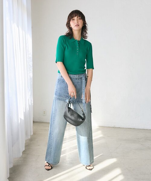 RIVE DROITE（リヴドロワ）の「予約【オンオフ使える】クールフィールポロニット（ニット/セーター・レディース・オフホワイト/グリーン/ブラック・FREE）」の9枚目の写真