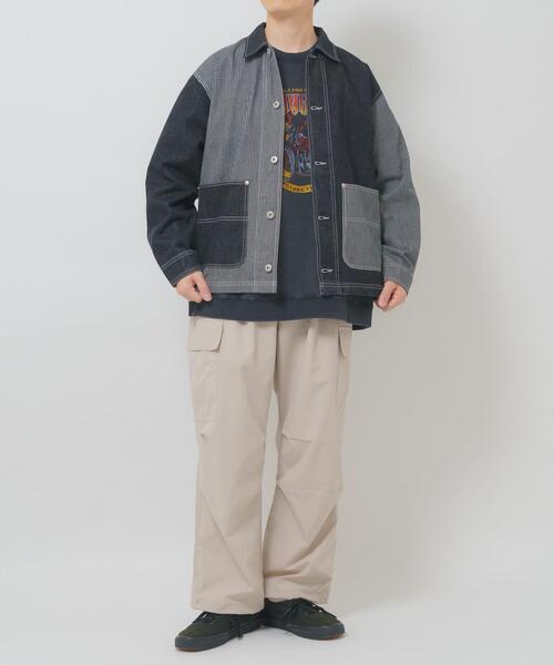 ITEMS URBANRESEARCH(アイテムズ アーバンリサーチ)の「ヒッコリー×デニム切替ワークジャケット(デニムジャケット・メンズ・ブラック/ネイビー・LARGE/MEDIUM)」の12枚目の写真