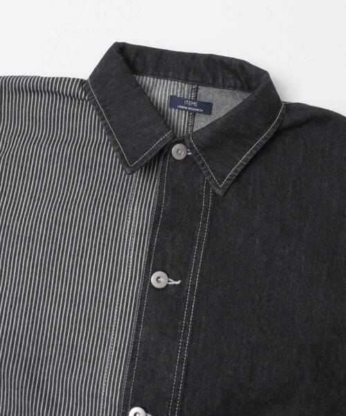 ITEMS URBANRESEARCH(アイテムズ アーバンリサーチ)の「ヒッコリー×デニム切替ワークジャケット(デニムジャケット・メンズ・ブラック/ネイビー・LARGE/MEDIUM)」の14枚目の写真