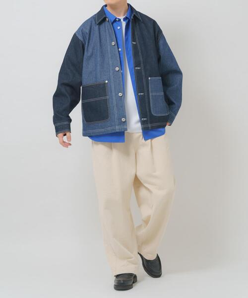 ITEMS URBANRESEARCH(アイテムズ アーバンリサーチ)の「ヒッコリー×デニム切替ワークジャケット(デニムジャケット・メンズ・ブラック/ネイビー・LARGE/MEDIUM)」の20枚目の写真