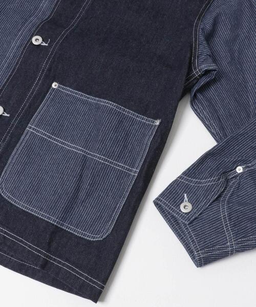ITEMS URBANRESEARCH(アイテムズ アーバンリサーチ)の「ヒッコリー×デニム切替ワークジャケット(デニムジャケット・メンズ・ブラック/ネイビー・LARGE/MEDIUM)」の22枚目の写真