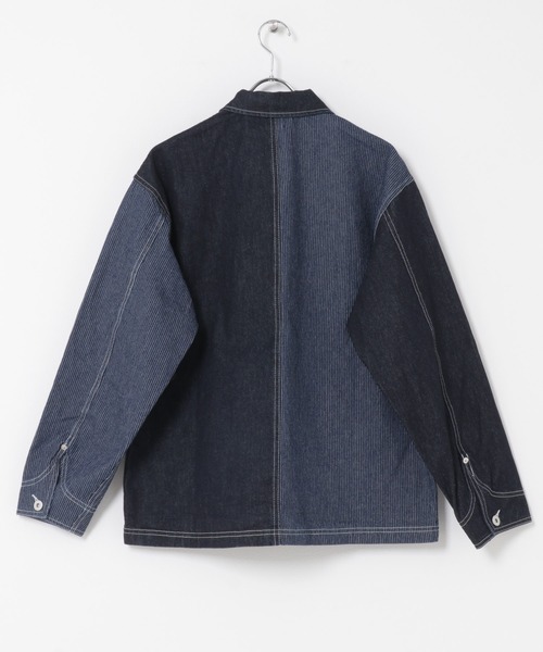 ITEMS URBANRESEARCH(アイテムズ アーバンリサーチ)の「ヒッコリー×デニム切替ワークジャケット(デニムジャケット・メンズ・ブラック/ネイビー・LARGE/MEDIUM)」の10枚目の写真