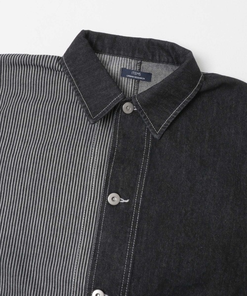 ITEMS URBANRESEARCH(アイテムズ アーバンリサーチ)の「ヒッコリー×デニム切替ワークジャケット(デニムジャケット・メンズ・ブラック/ネイビー・LARGE/MEDIUM)」の19枚目の写真