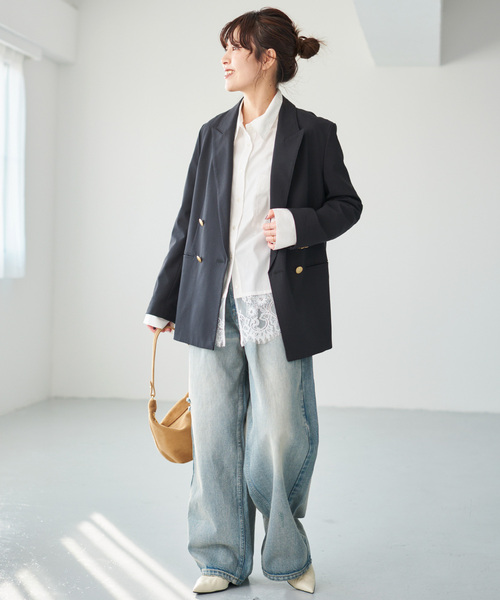 Spick & Span（スピックアンドスパン）の「《手洗い可 / 追加》レースタイプライターシャツ（シャツ/ブラウス・レディース・ホワイト/ネイビー・FREE）」の10枚目の写真