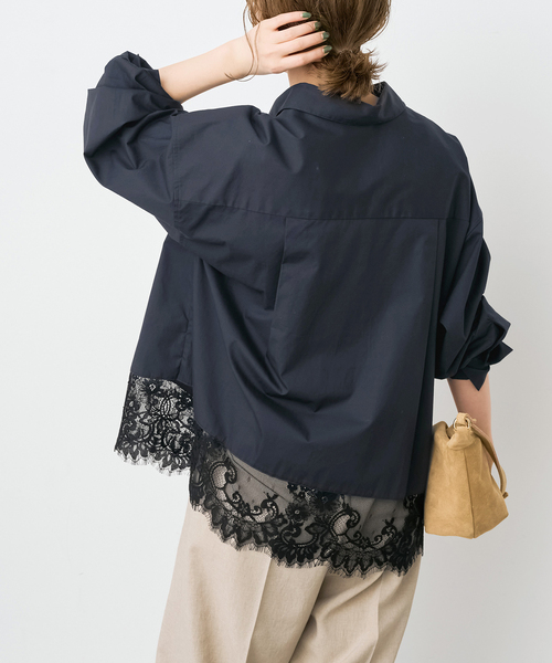 Spick & Span（スピックアンドスパン）の「《手洗い可 / 追加》レースタイプライターシャツ（シャツ/ブラウス・レディース・ホワイト/ネイビー・FREE）」の13枚目の写真