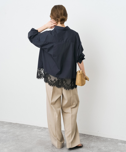 Spick & Span（スピックアンドスパン）の「《手洗い可 / 追加》レースタイプライターシャツ（シャツ/ブラウス・レディース・ホワイト/ネイビー・FREE）」の15枚目の写真