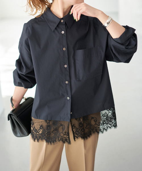 Spick & Span（スピックアンドスパン）の「《手洗い可 / 追加》レースタイプライターシャツ（シャツ/ブラウス・レディース・ホワイト/ネイビー・FREE）」の17枚目の写真