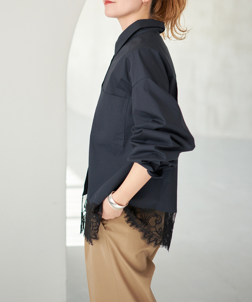 Spick & Span（スピックアンドスパン）の「《手洗い可 / 追加》レースタイプライターシャツ（シャツ/ブラウス・レディース・ホワイト/ネイビー・FREE）」の18枚目の写真